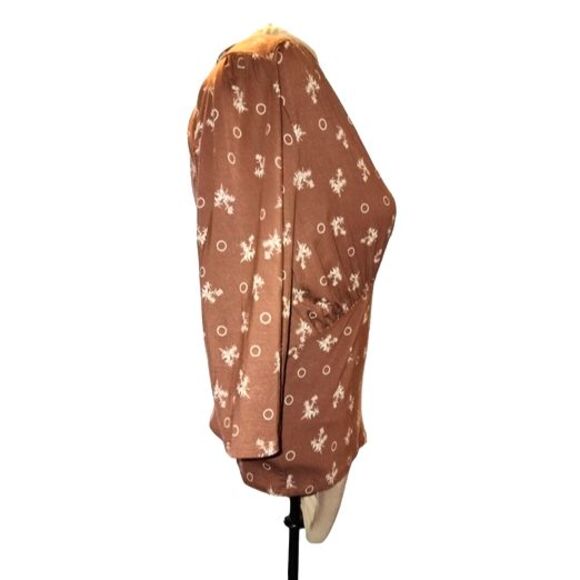 Free People NWT Soraya Rust Brown Open Back Tie Front 3/4 Sleeve Blouse Size M - Picture 3 of 9